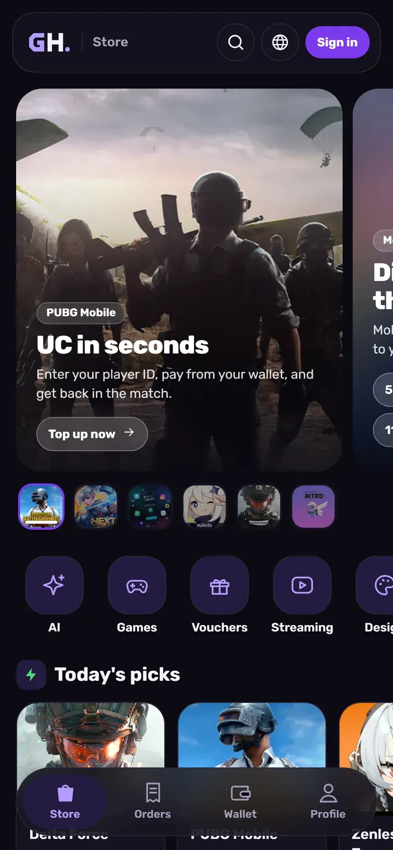 GH Store on a phone