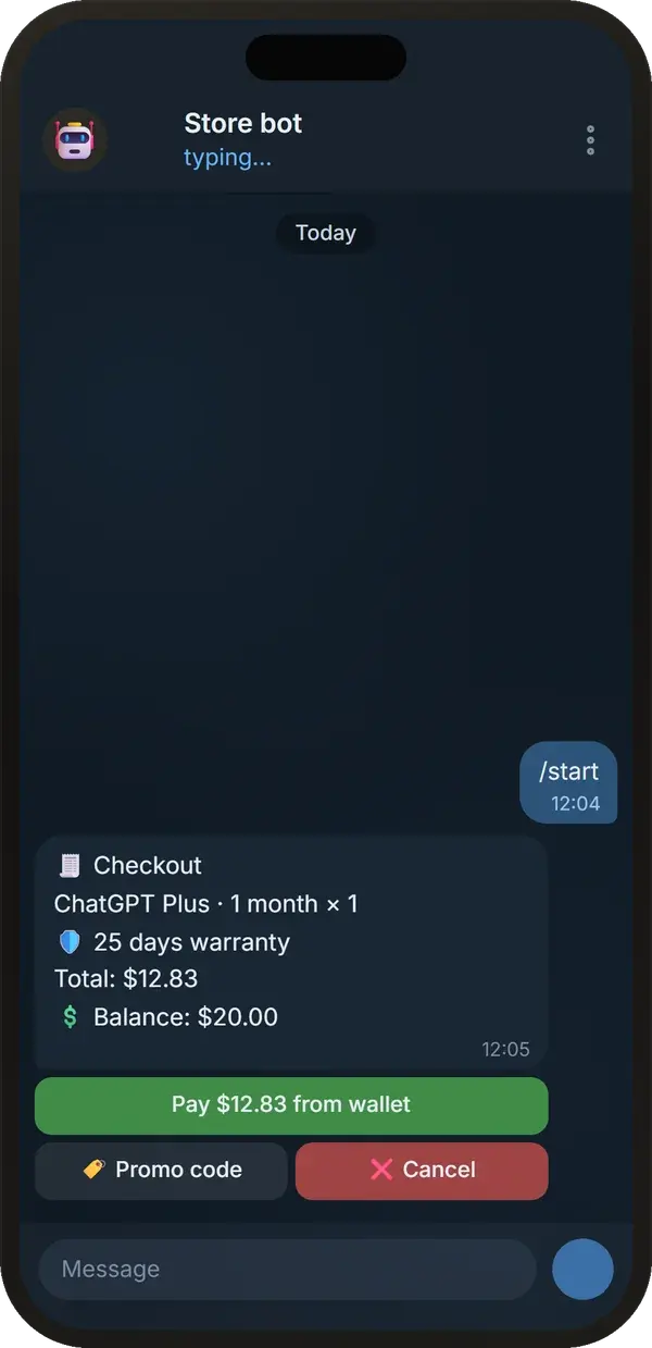 Checkout with the wallet